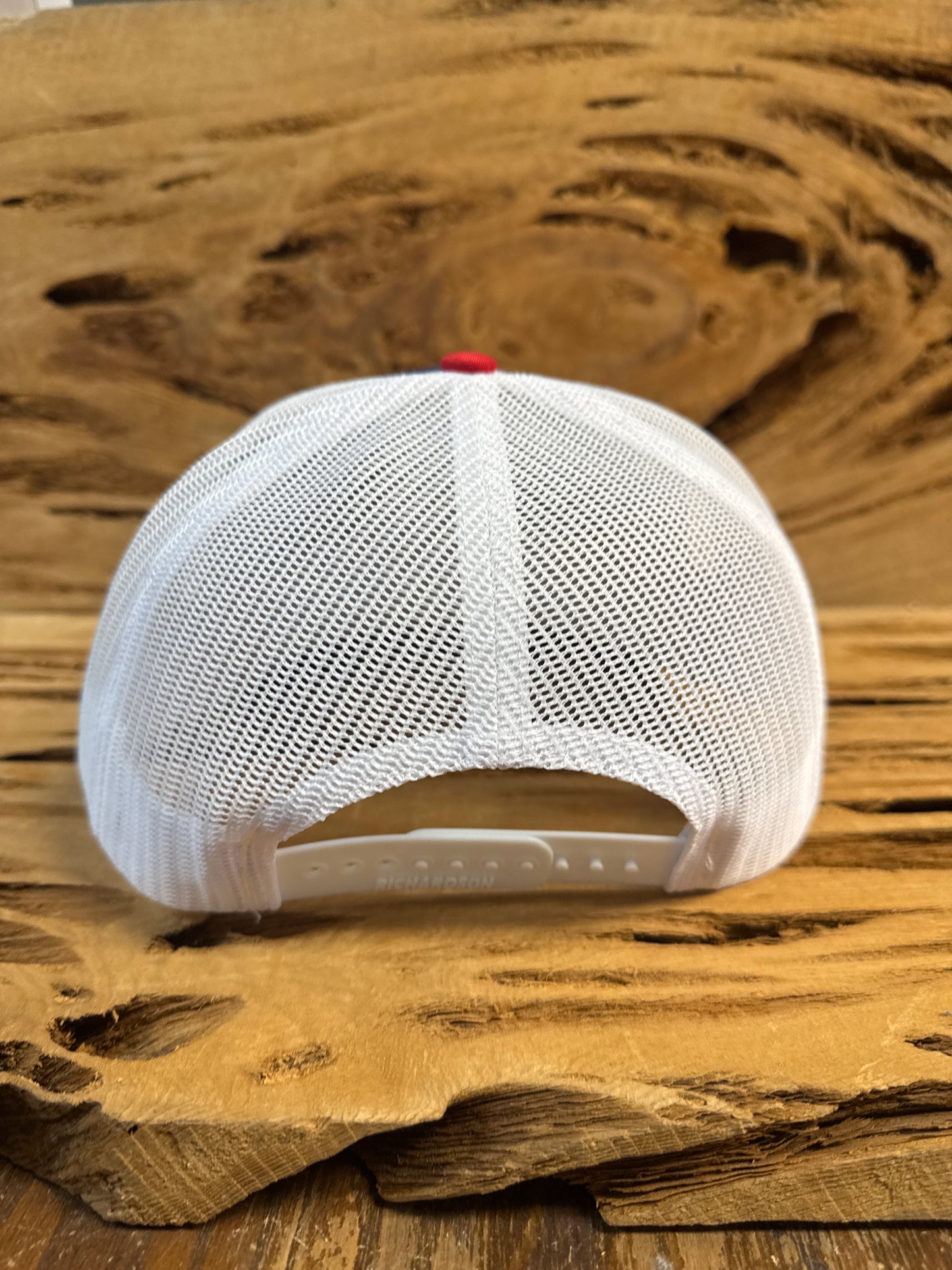 Mesh Back Cap with Logo Patch - Royal/Red/White