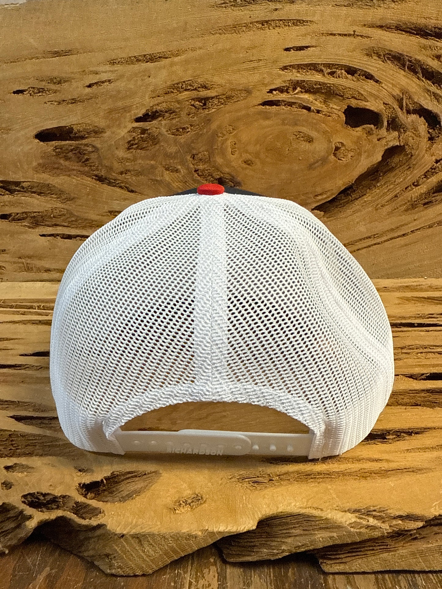 Mesh Back Cap with Logo Patch - Navy/Red/White