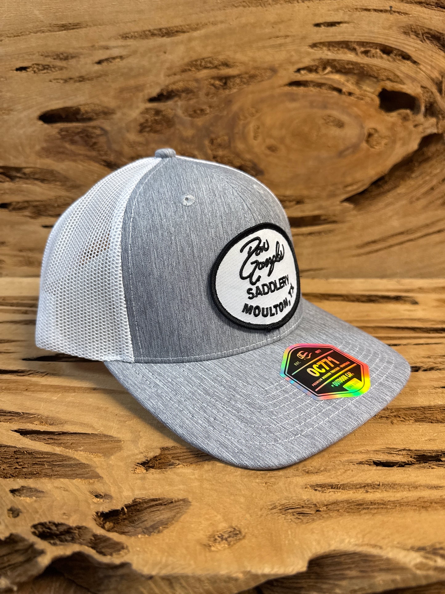 Mesh Back Cap with Logo Patch - Grey/White