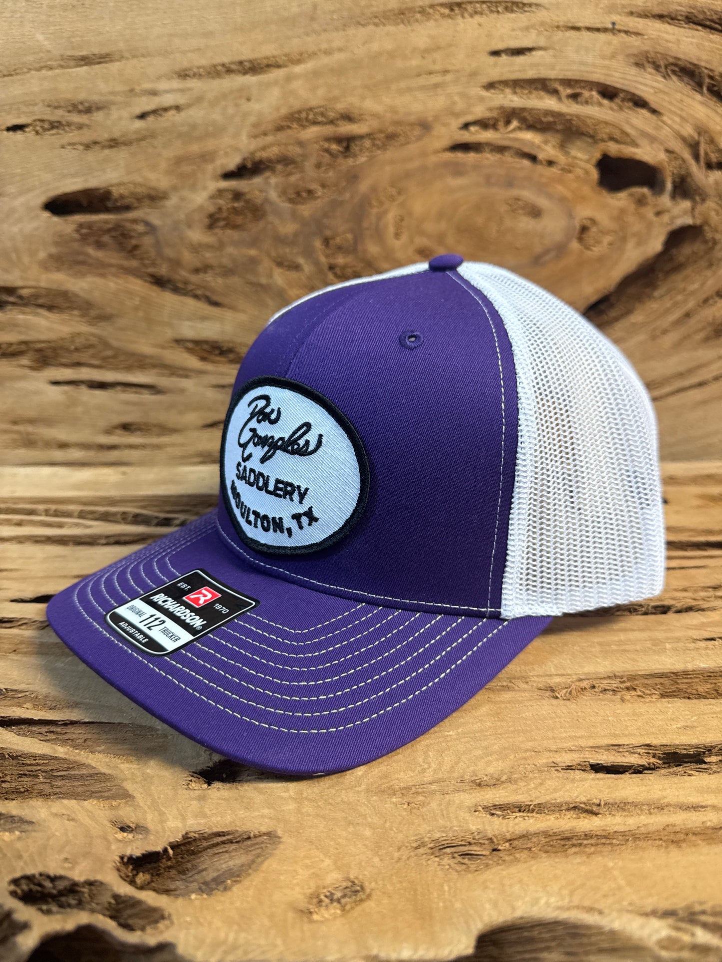 Mesh Back Cap with Logo Patch - Purple/White