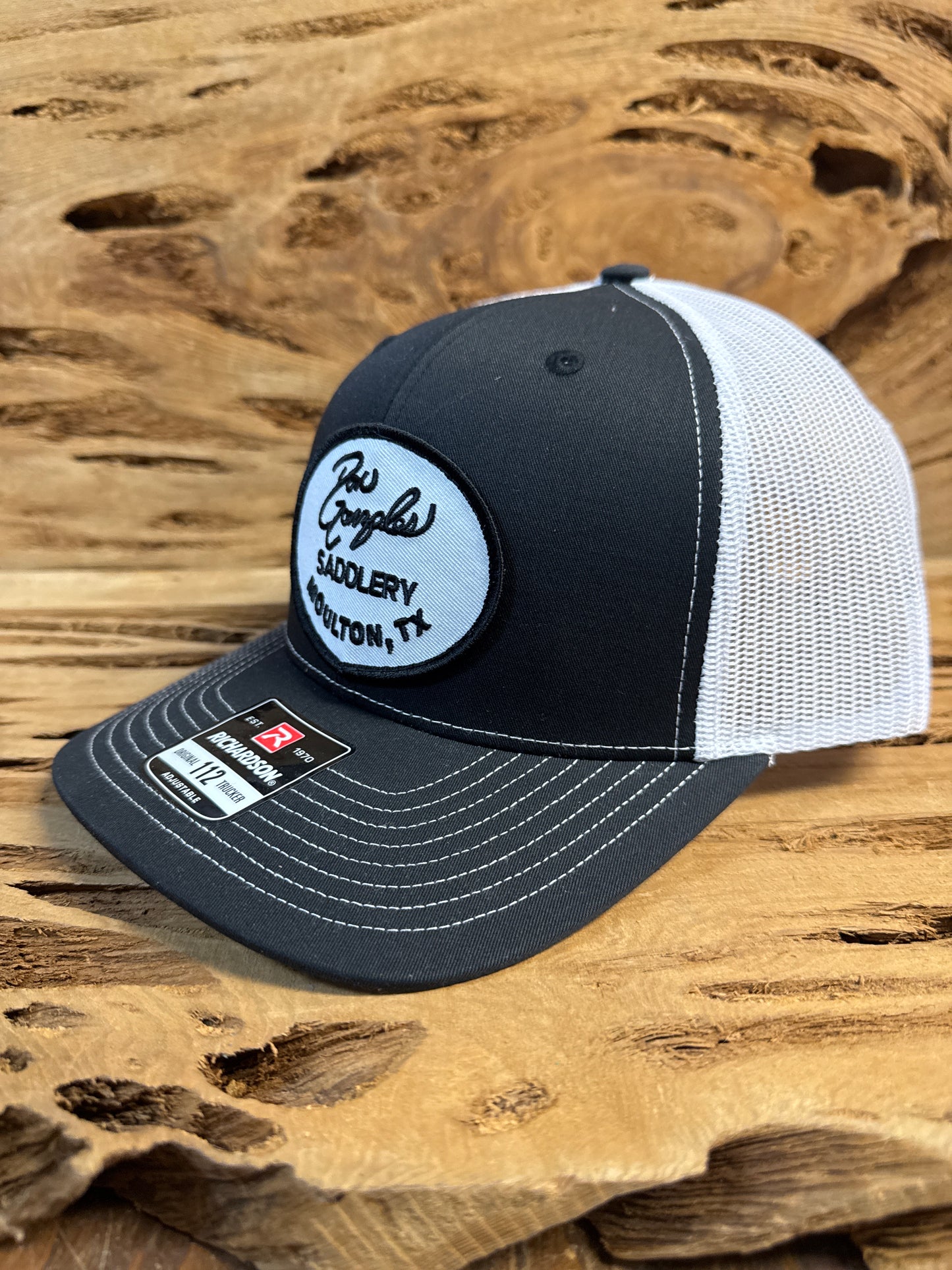 Mesh Back Cap with Logo Patch - Black/White