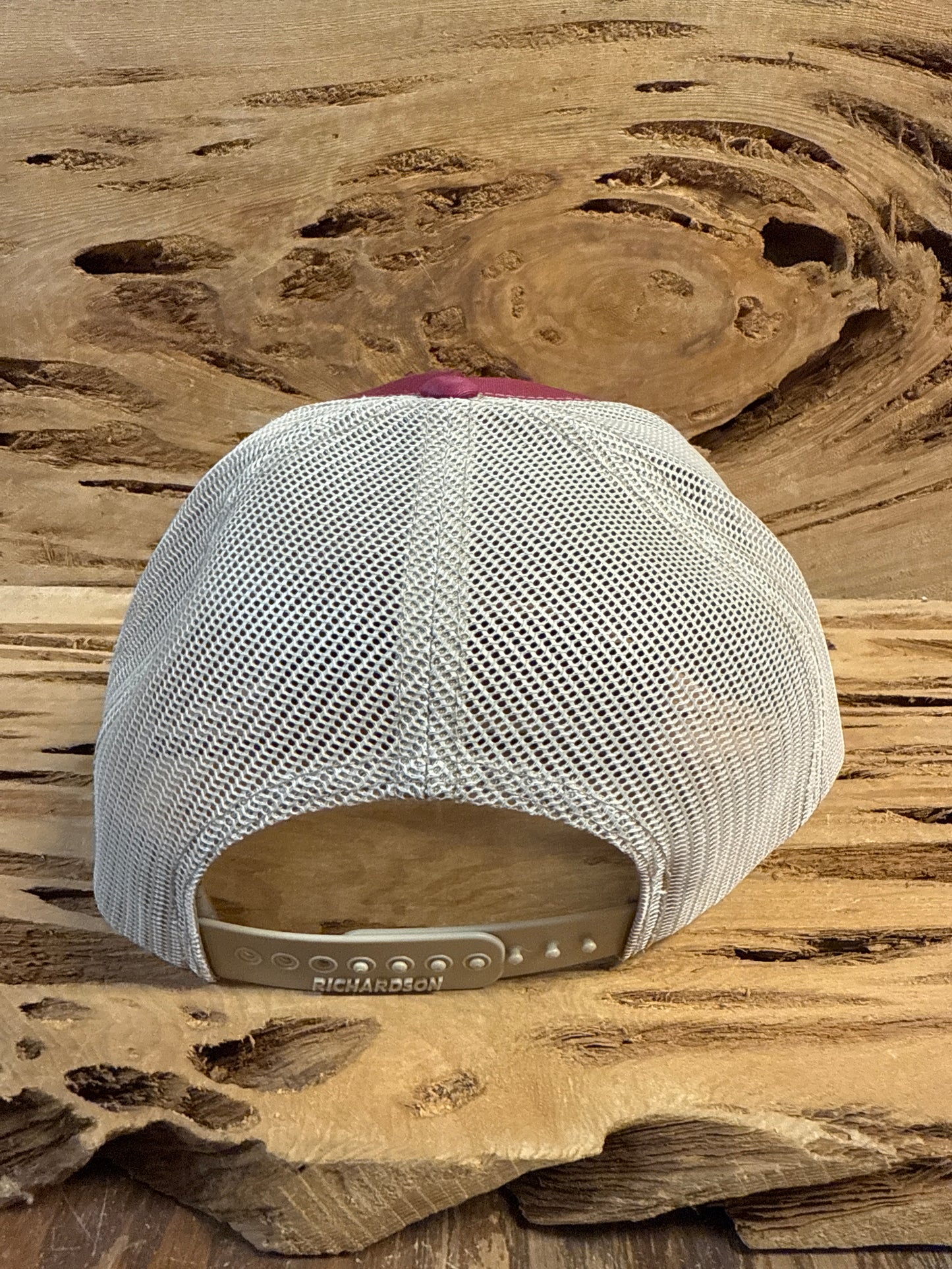 Mesh Back Cap with Logo Patch - Burgundy/Tan