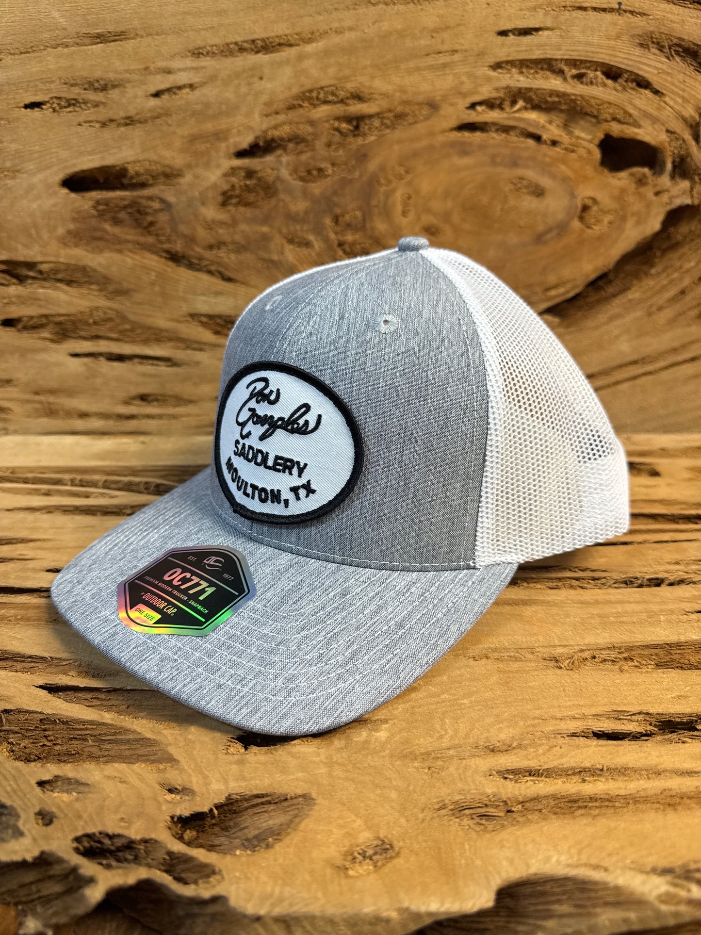 Mesh Back Cap with Logo Patch - Grey/White