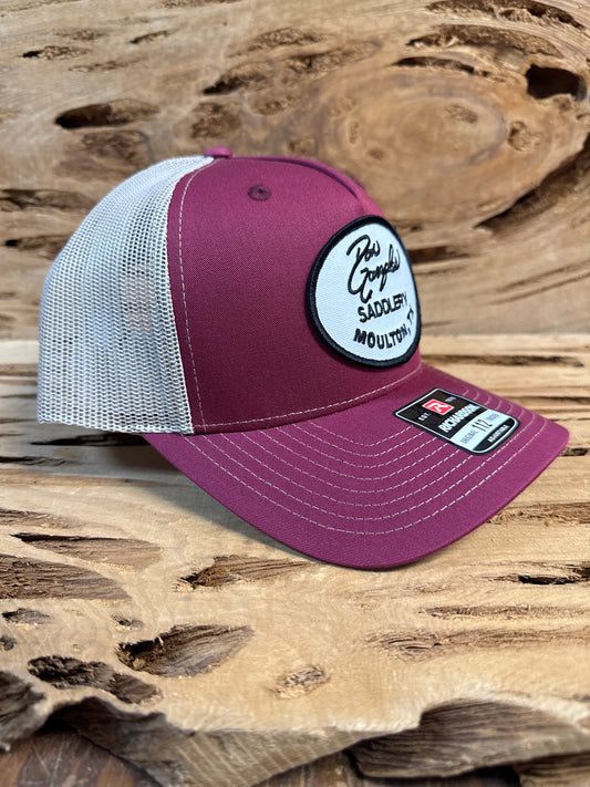 Mesh Back Cap with Logo Patch - Burgundy/Tan