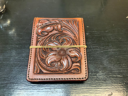 Money Clip Wallet-Floral Tooling