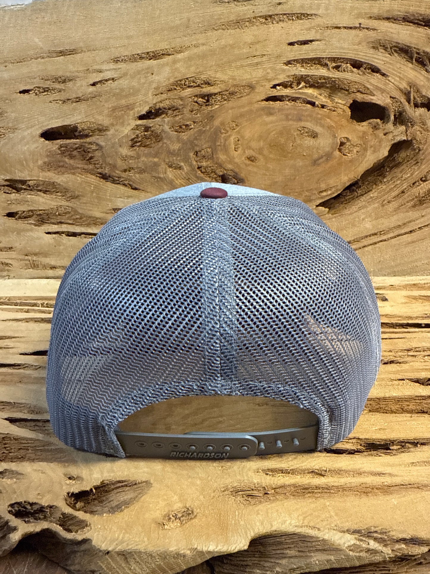 Mesh Back Cap with Logo Patch - Grey/Maroon