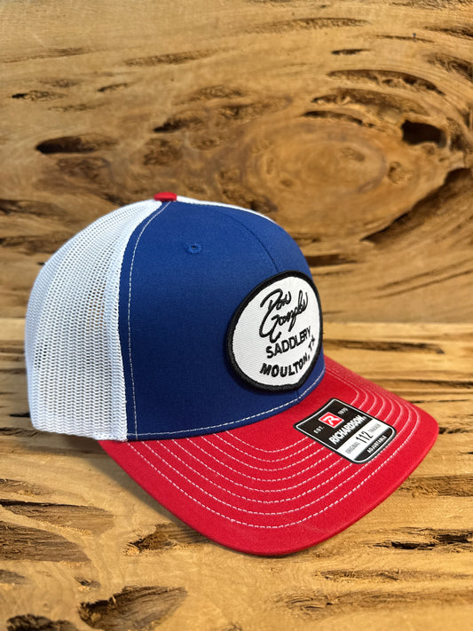 Mesh Back Cap with Logo Patch - Royal/Red/White