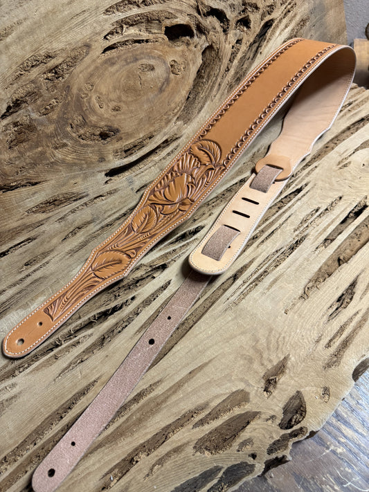 Floral/Border Stamped Guitar Strap
