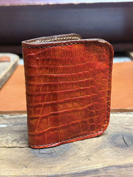 Alligator Compact Card Wallet-Orange