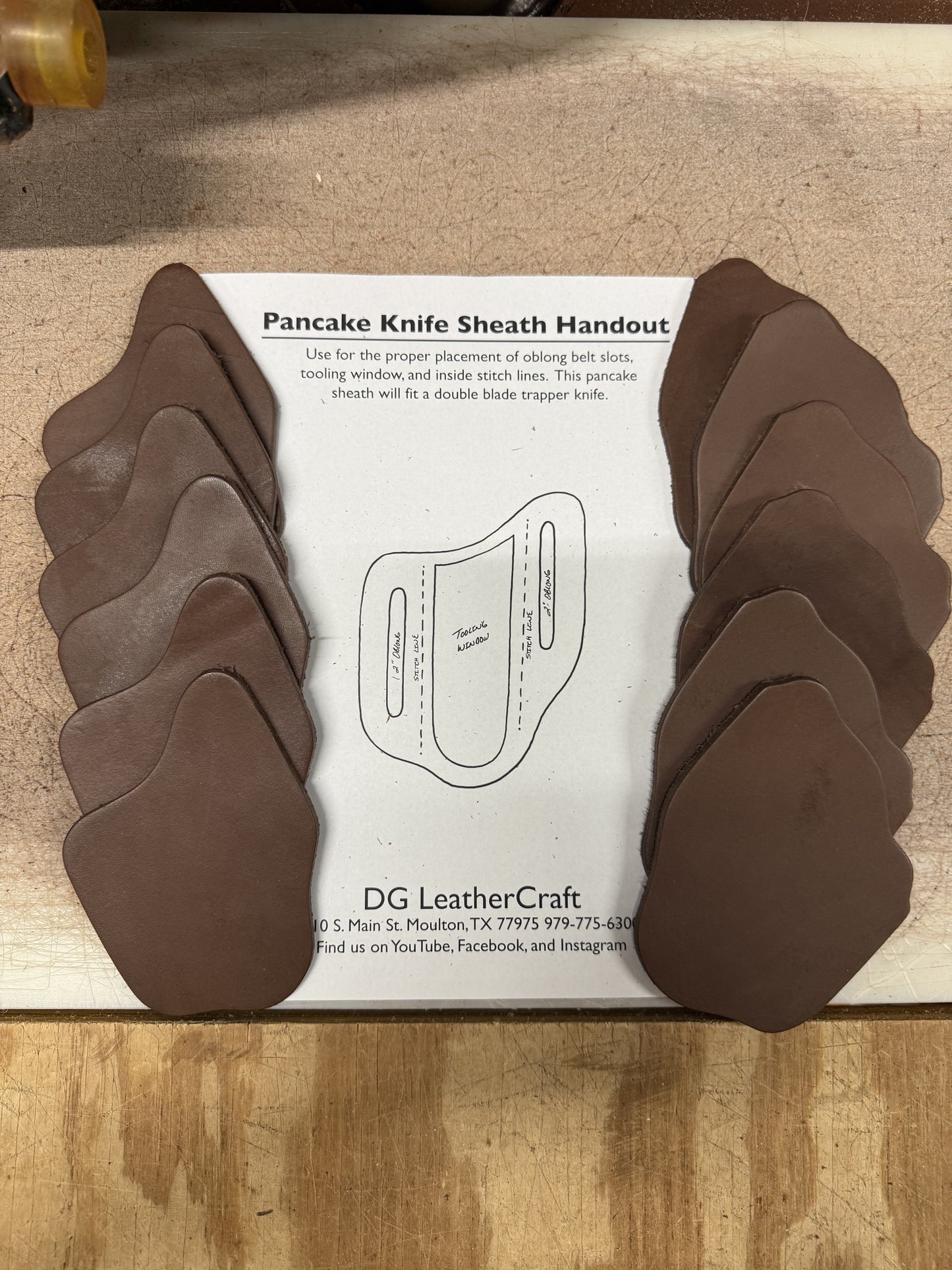Brown Trapper Pancake Knife Sheath Material 6 Pack