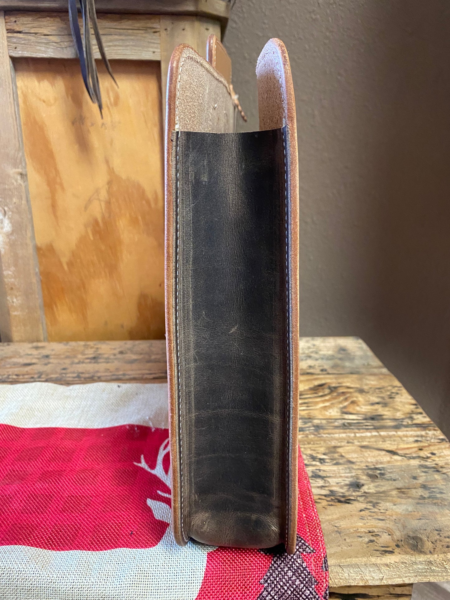Simple Leather Briefcase-Border Stamped