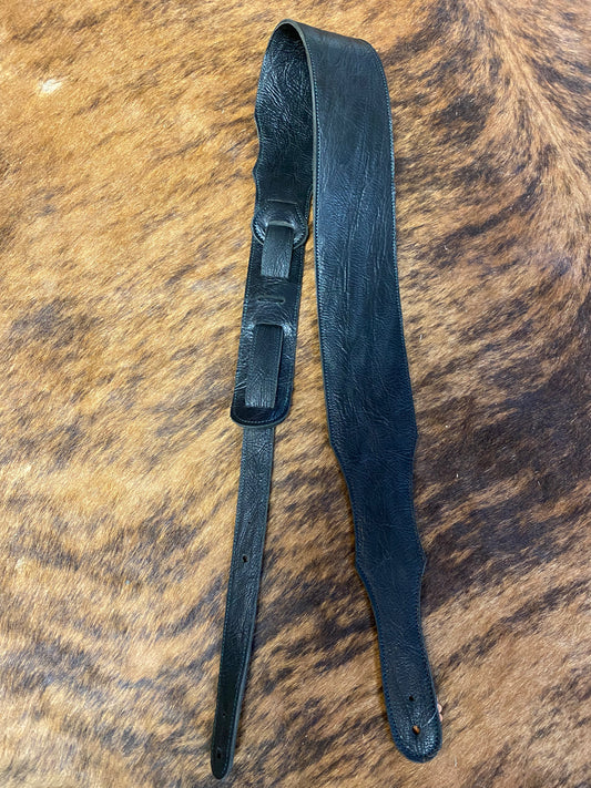 Shrunken Bullhide Guitar Strap-Black