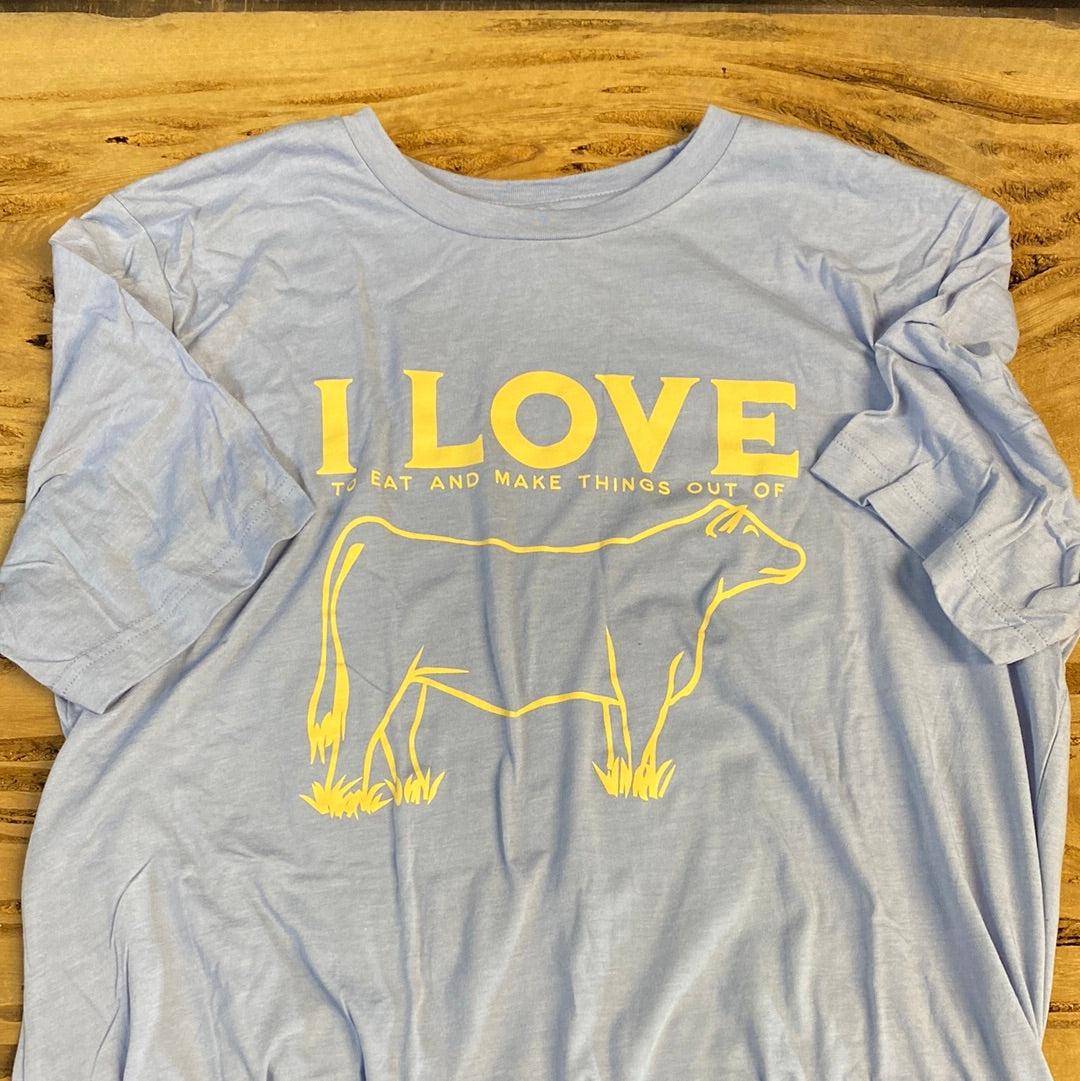 "I Love Cows" Tshirt - Periwinkle