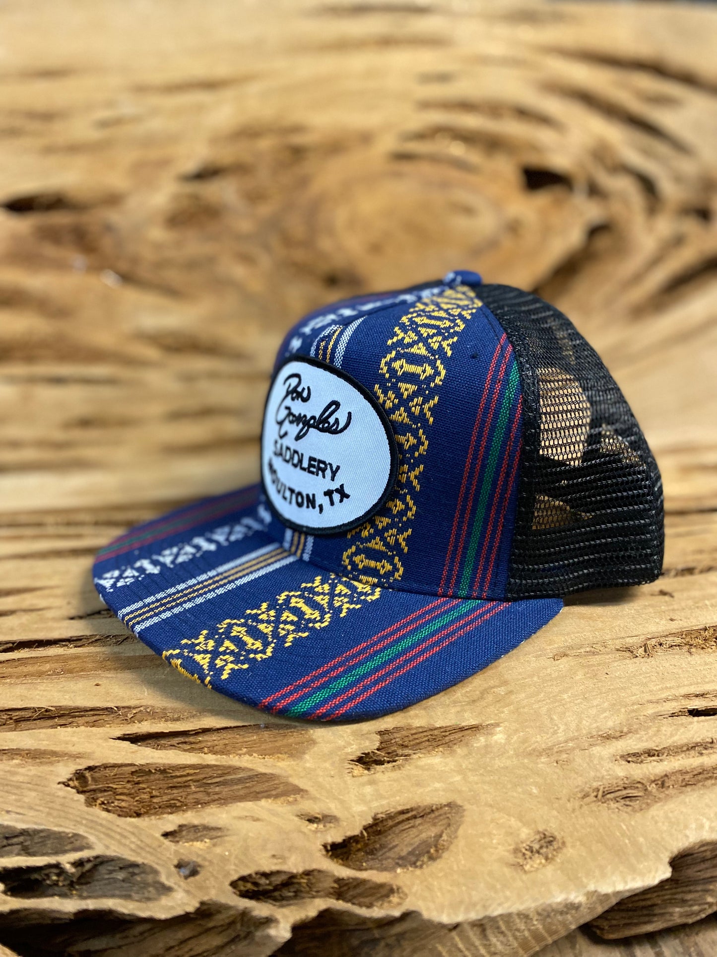 Mesh Back Cap with Logo Patch - Navy Serape
