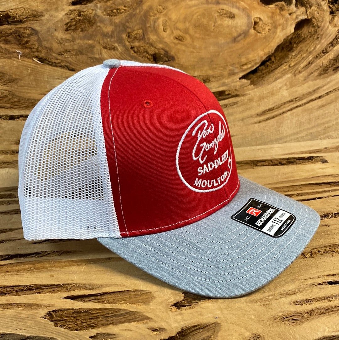 Mesh Back Caps with DGS Logo - Heather/Red/White
