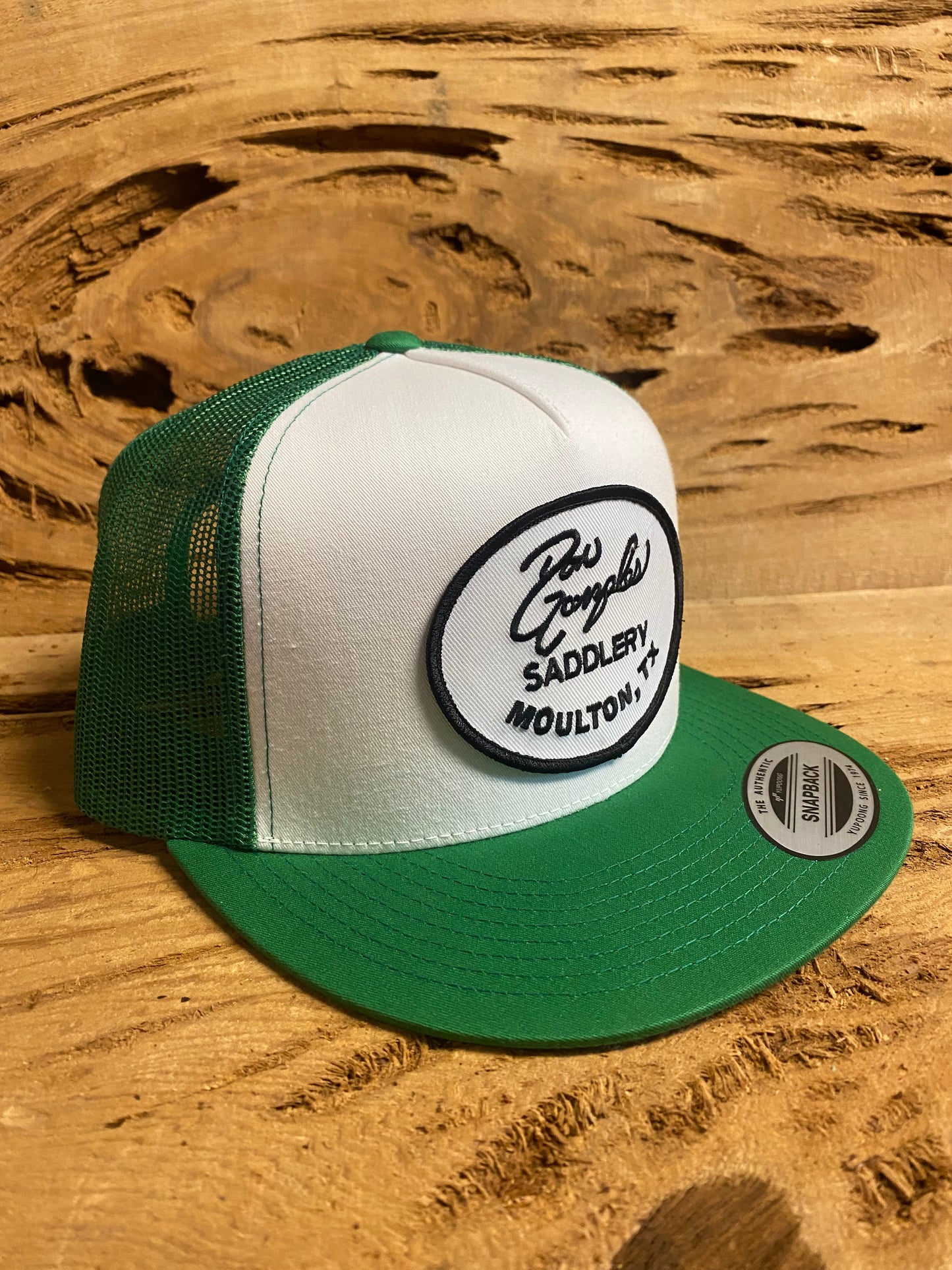 Mesh Snapback Cap with Logo Patch - White/Green