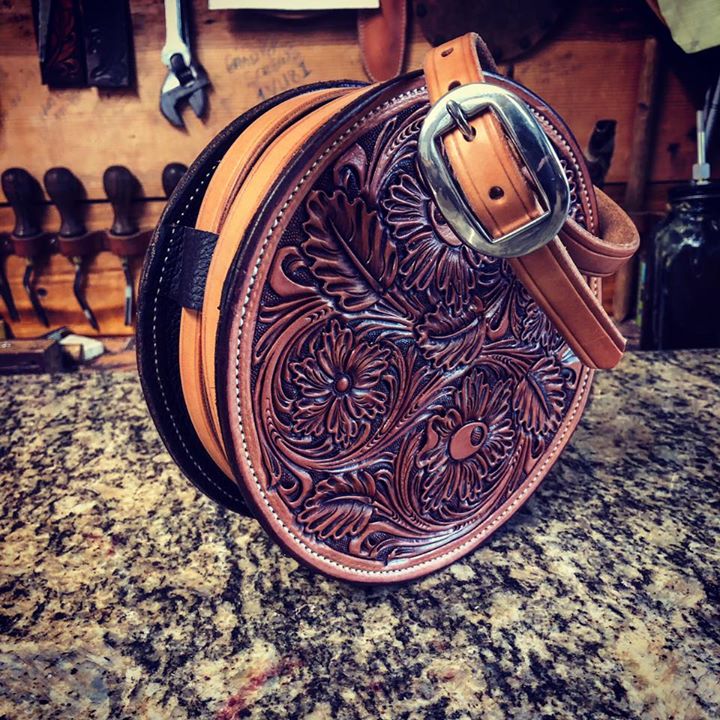 circle leather backpack Round Leather Handbag Companion Pack – DG Saddlery Store