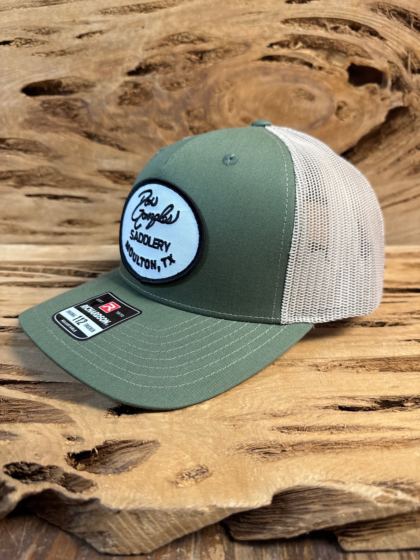 Mesh Back Cap with Logo Patch - Olive/Tan