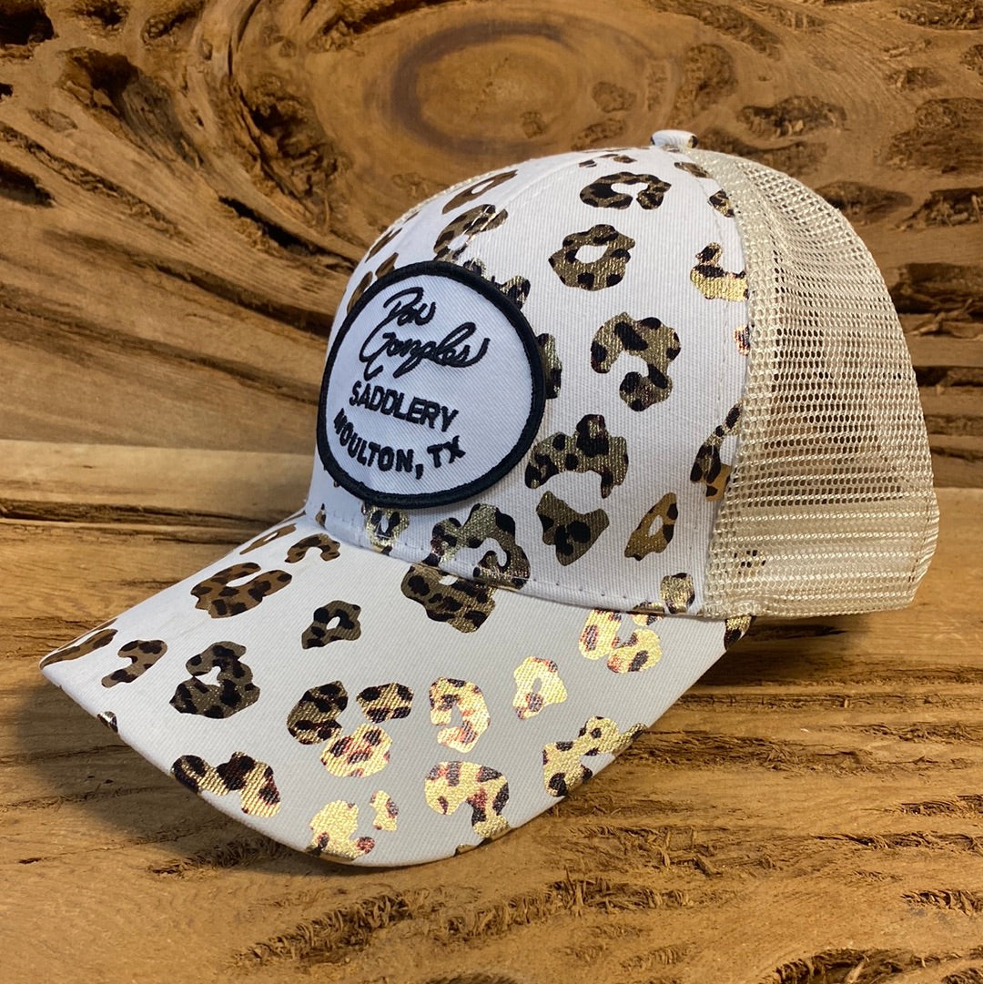 Women’s Pony Tail Cap - Cheetah White