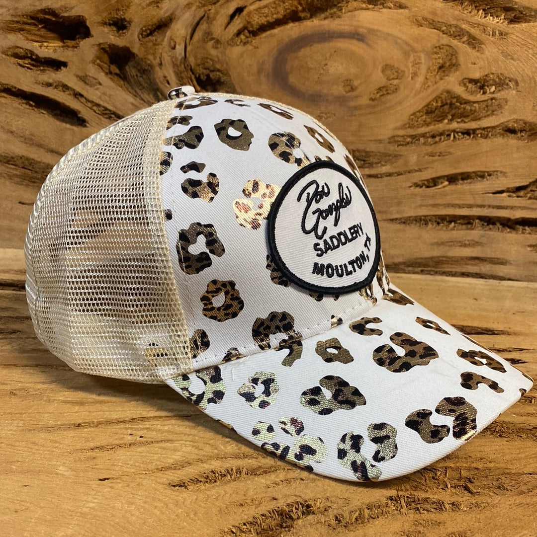 Women’s Pony Tail Cap - Cheetah White