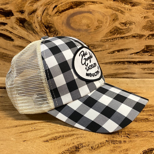 Women’s Pony Tail Cap - Black/White Checkered