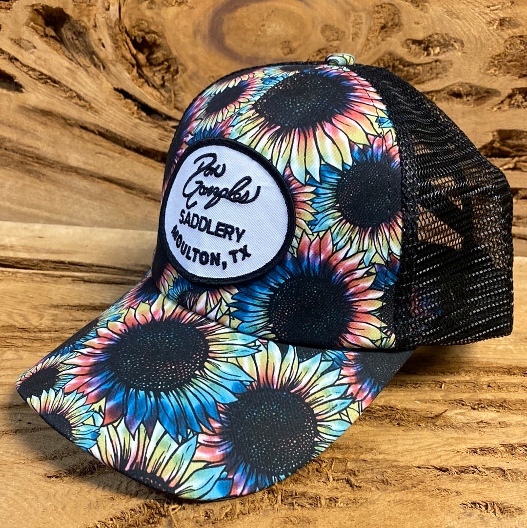 Women’s Pony Tail Cap - Colorful Sunflower