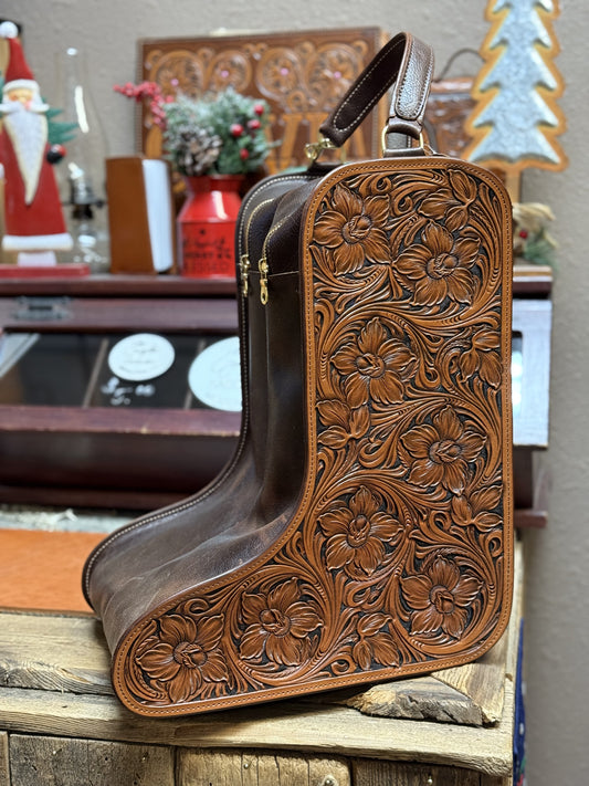 Floral Tooled Cowboy Boot Bag