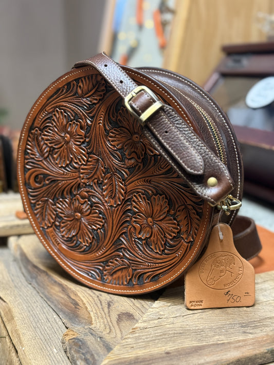 Full floral 10” Round Cross Body Purse