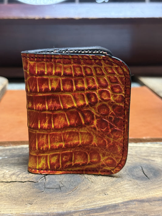 Alligator Compact Card Wallet-Red/Yellow