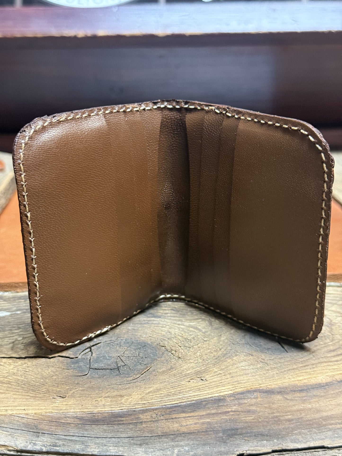 Alligator Compact Card Wallet-Tan/Yellow/Brown