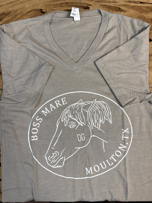 V - Neck “Boss Mare” Tshirt - Sand