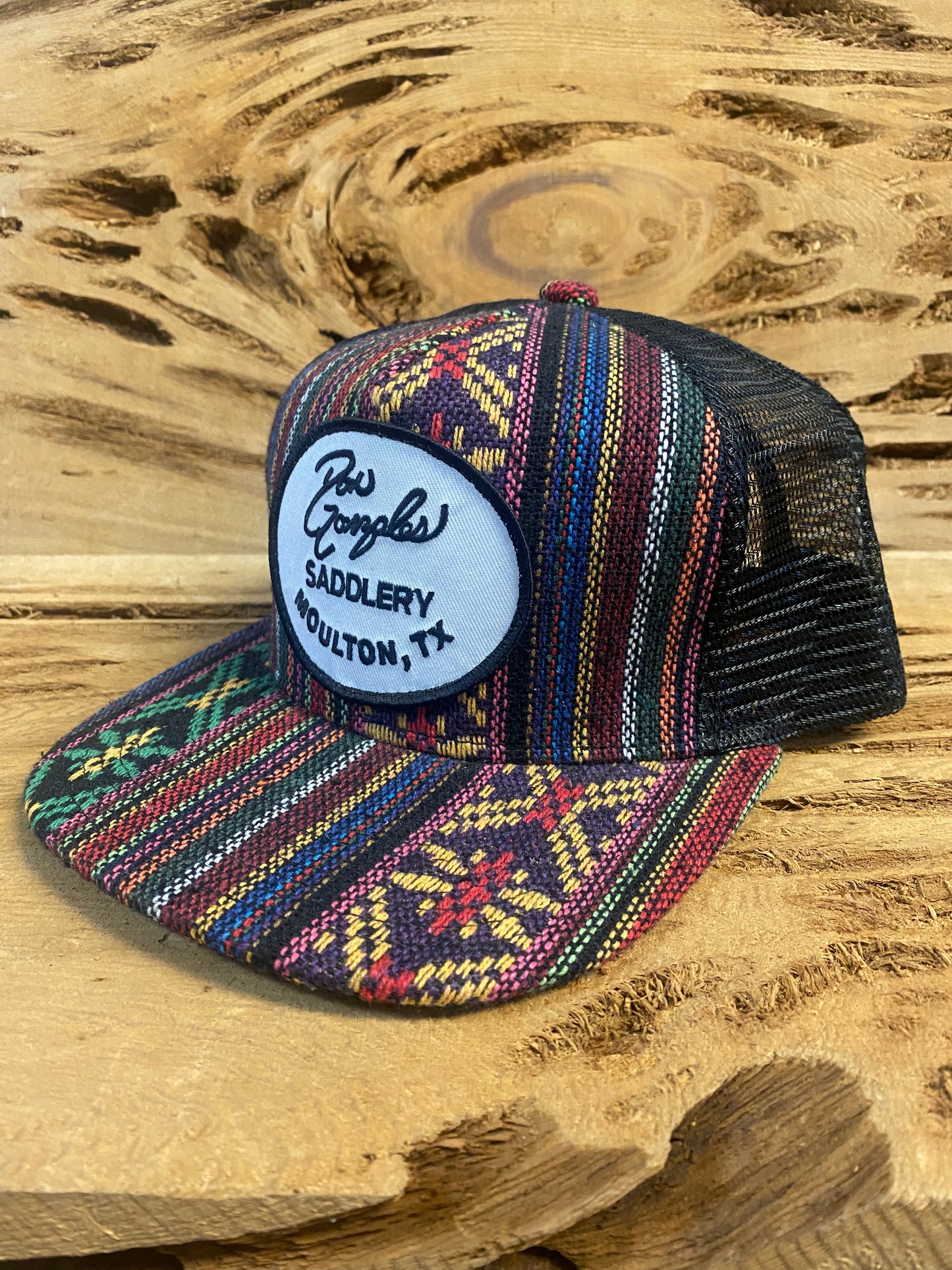 Mesh Cap with Leather Patch - Aztec/Black