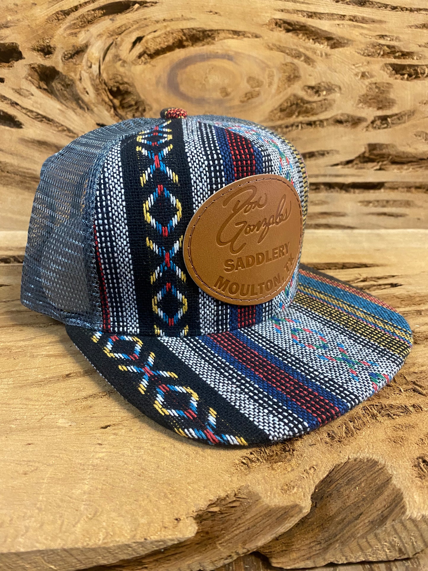 Mesh Cap with Leather Patch - Aztec/Grey