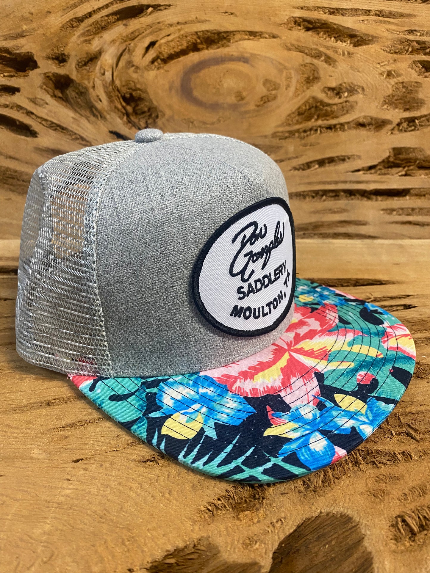 Mesh Cap with Logo Patch - Hawaiian/Grey