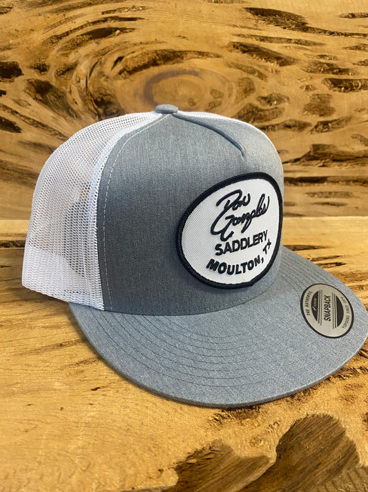 Mesh Snapback Cap with Logo Patch - Heather Grey/White