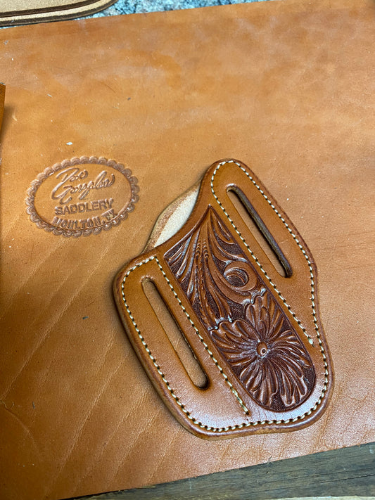 Chestnut Floral Tooled Pancake Sheath