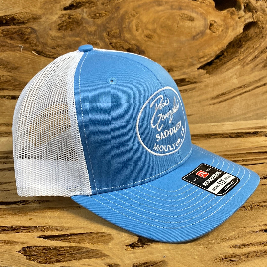 Mesh Back Caps with DGS Logo - Columbia blue/White