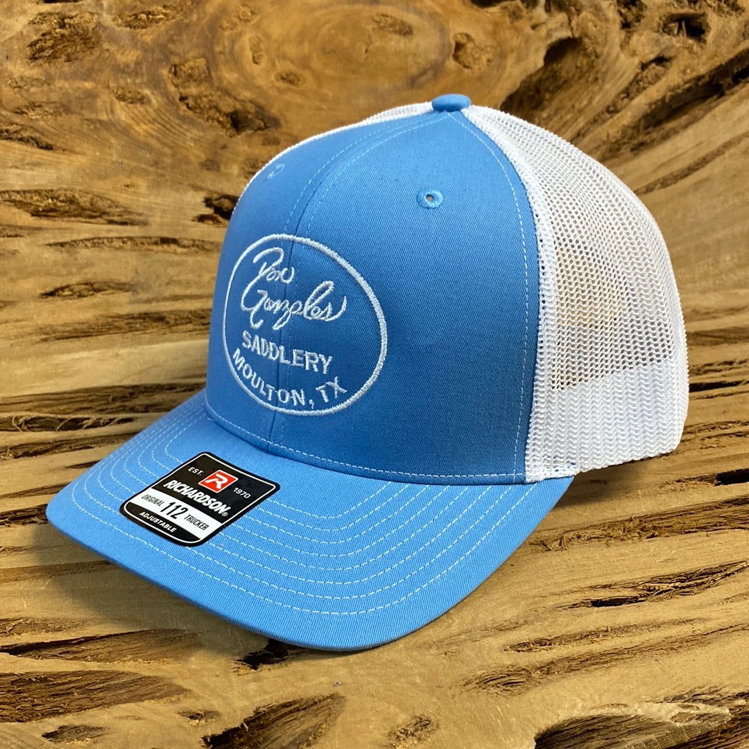 Mesh Back Caps with DGS Logo - Columbia blue/White