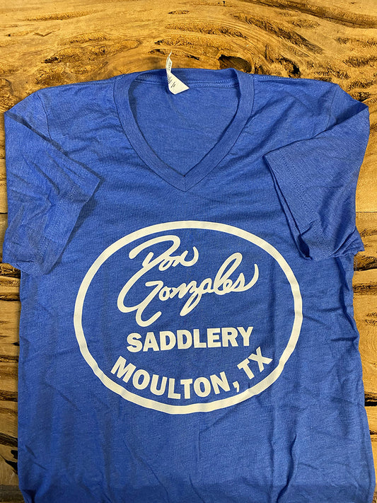 V - Neck DG Saddlery Logo Tshirt - Royal Blue