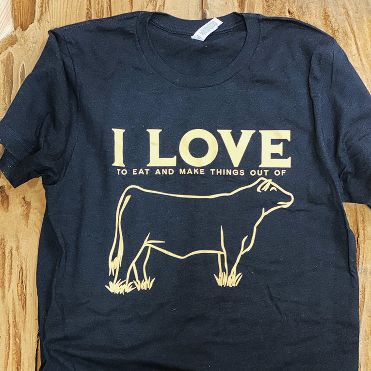 "I Love Cows" Tshirt - Black Heather Color