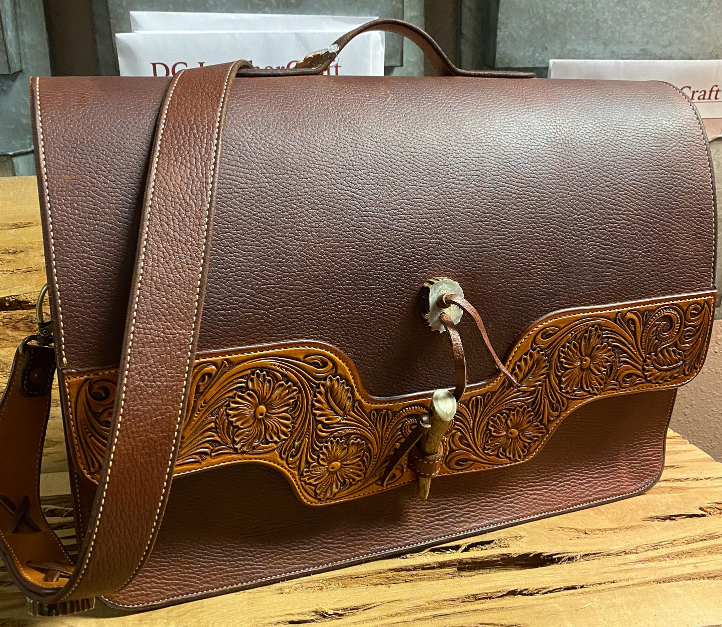 Leather Briefcase - The "Buckhorn" Bag