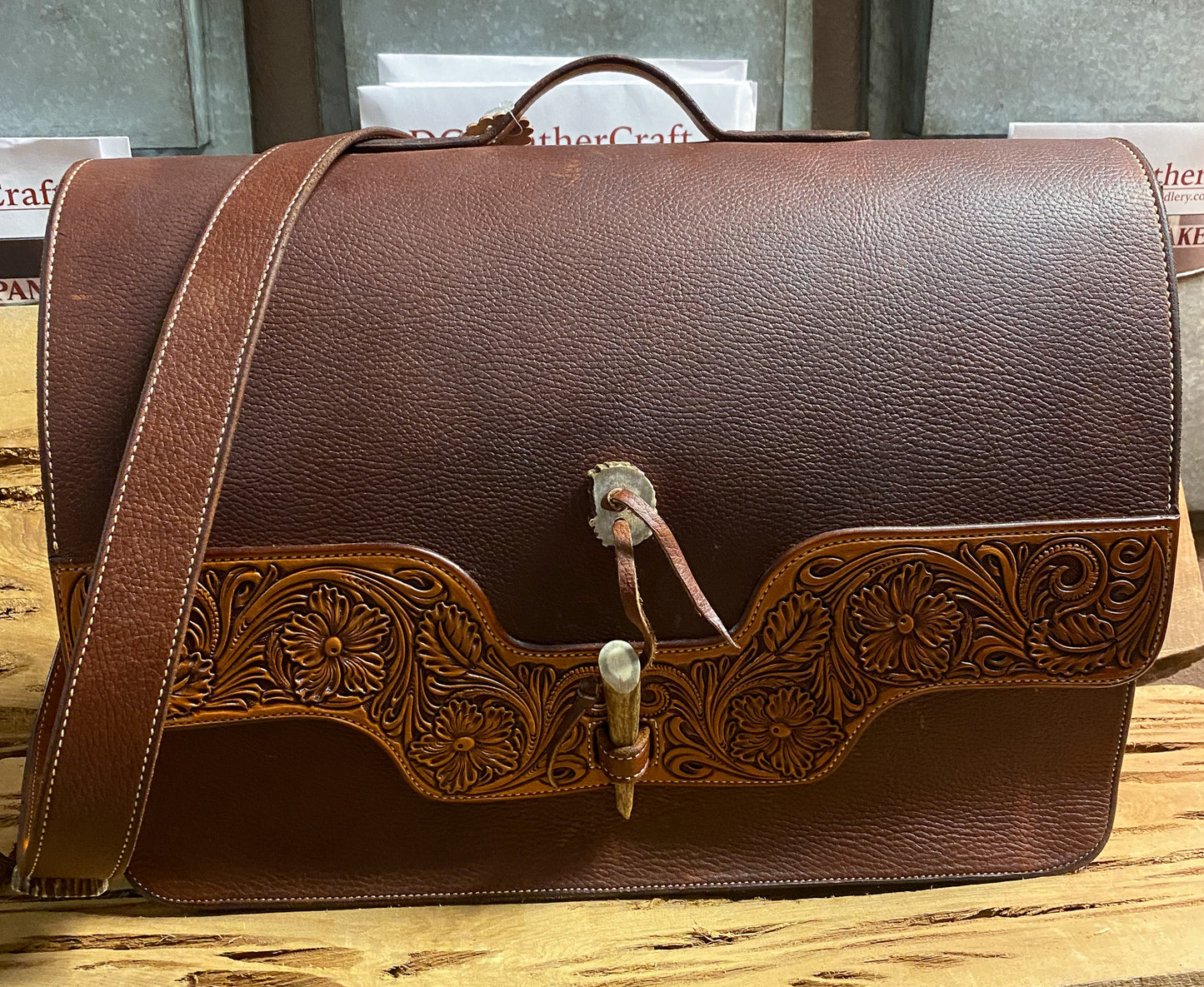 Leather Briefcase - The "Buckhorn" Bag