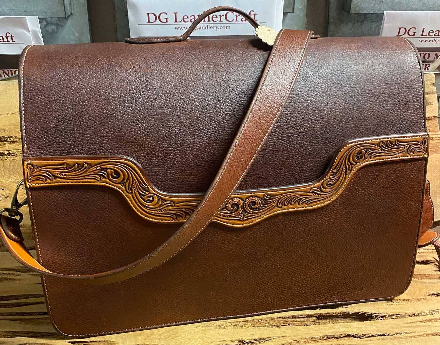 Leather Briefcase - The "Buckhorn" Bag