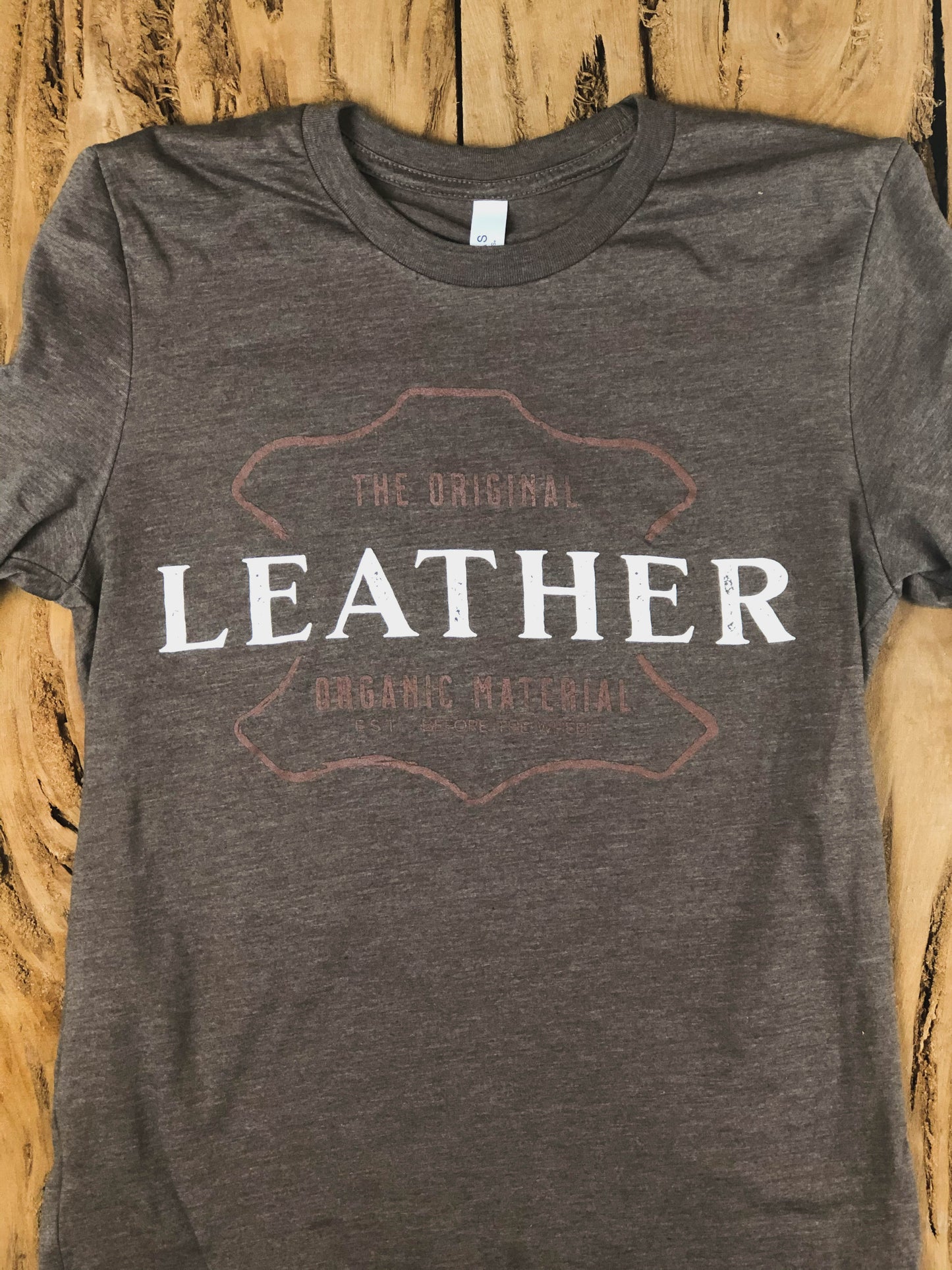 DG LeatherCraft "Leather" Graphic T-Shirt -Brown