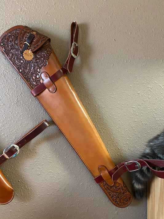 Saddle Rifle Scabbard with Closure-Acorn/Oak Tooling