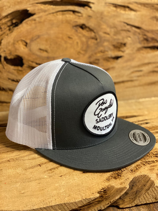 Mesh Snapback Cap with Logo Patch - Grey/White