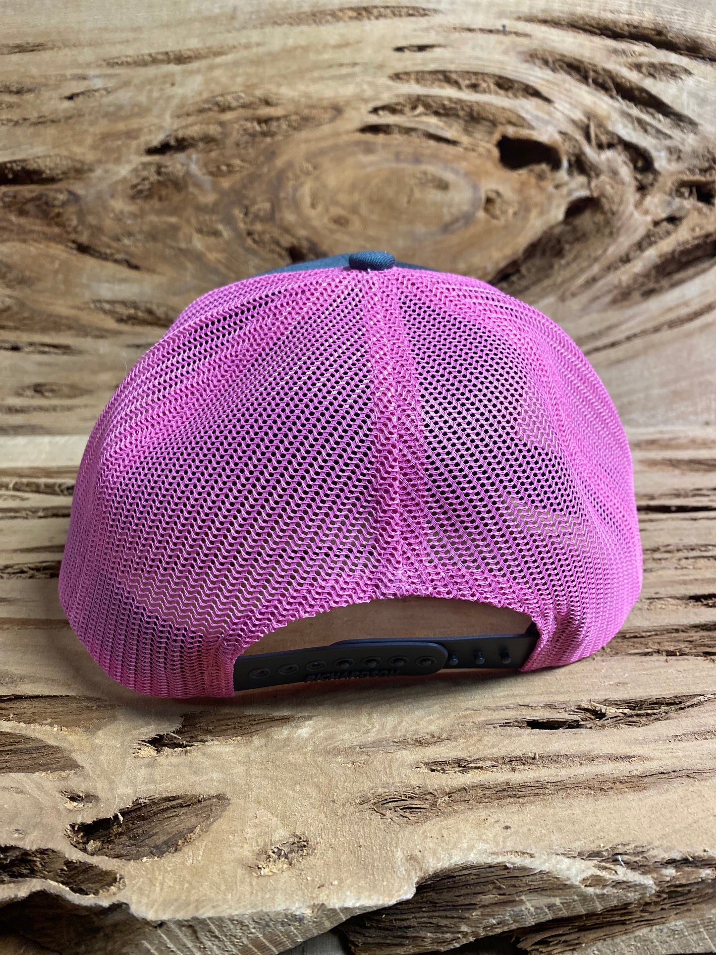 Mesh Back Cap with Logo Patch - Grey Neon Pink