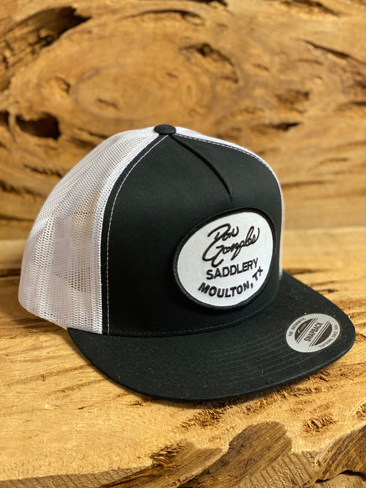 Mesh Snapback Cap with Logo Patch - Black/White